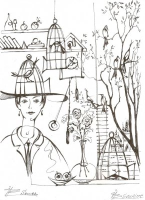 Křize stredního věku, /20-30 cm./  inkoust, papir    