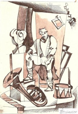Ateljer       /20-14cm./   kvaš, papir