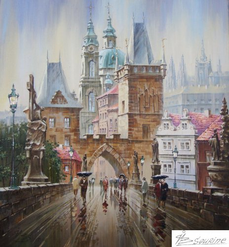 Charles bridge,     oil on canvas,      /55-60cm./   